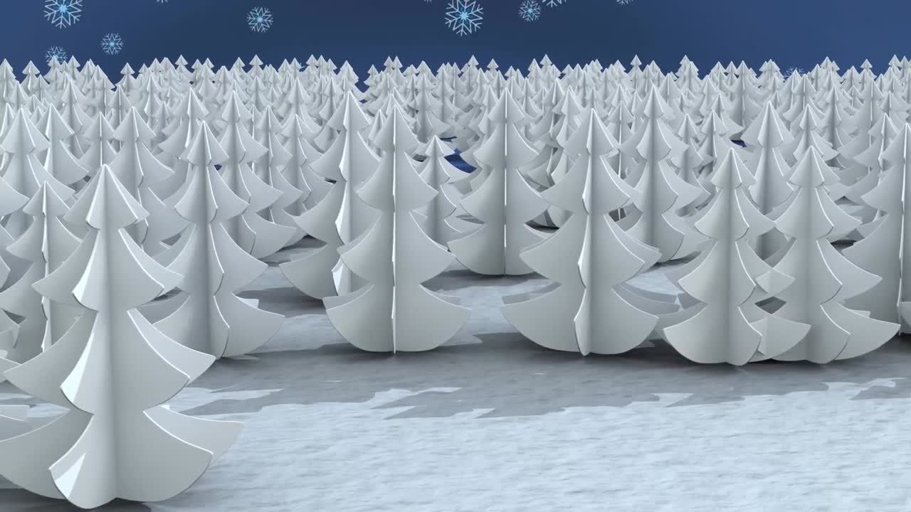 겨울 풍경 위에 내리는 눈의 애니메이션