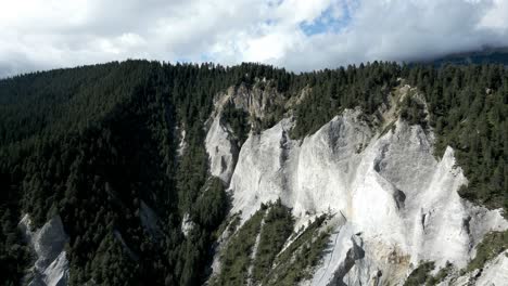 cinematic aerial view of ruinaulta, switzerland