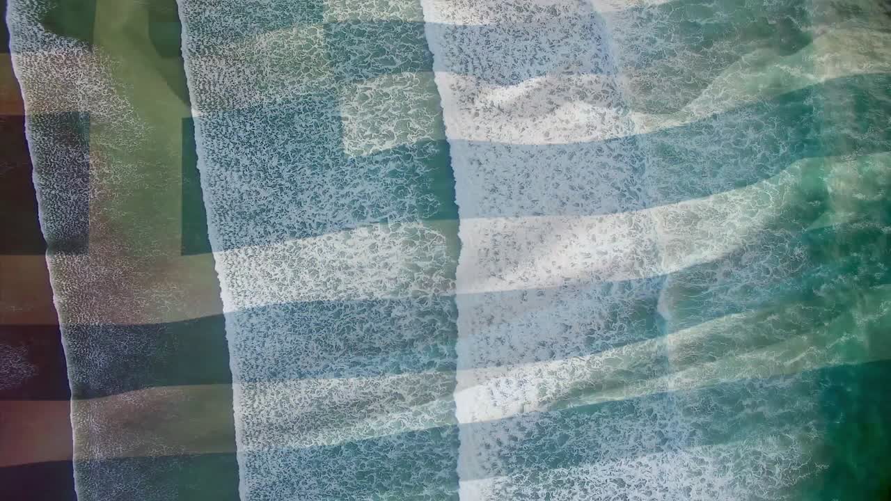 animación de la bandera de grecia y portugal soplando sobre la ola en el mar