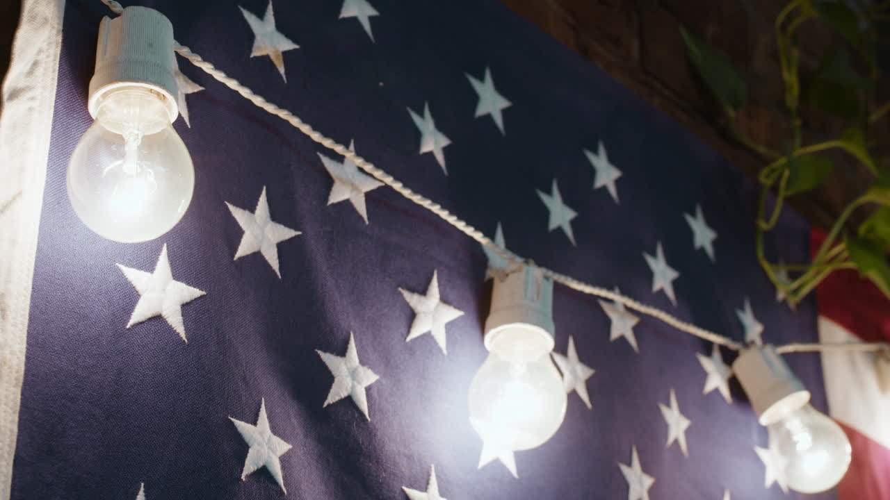 String Lights on an American Flag