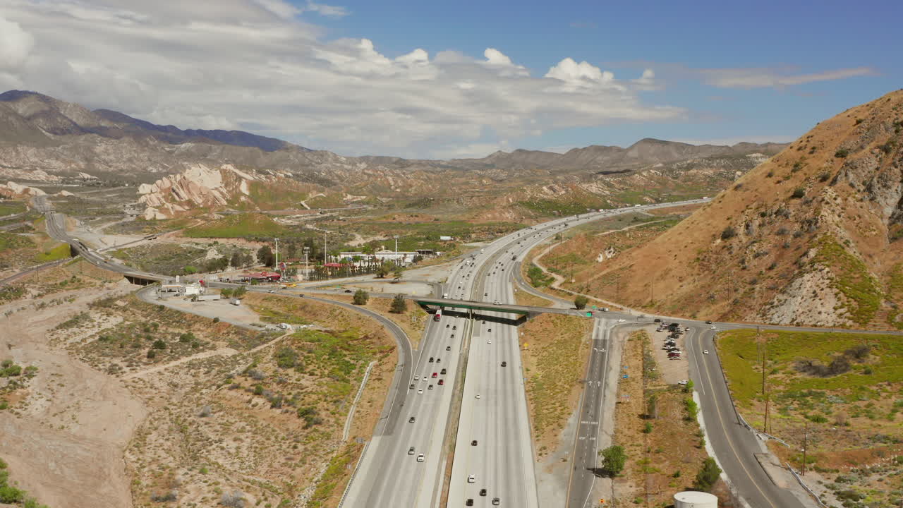 The I-15 from Los Angeles to Las Vegas, near Phelan. Aerial shot