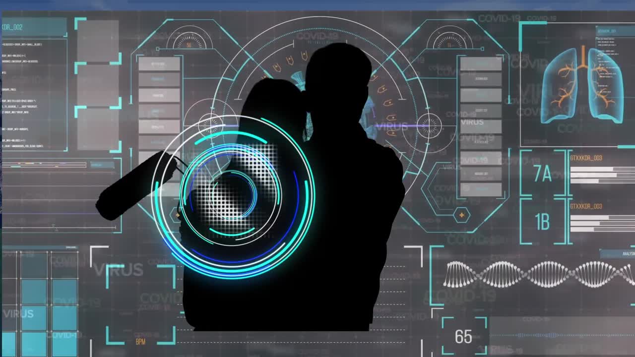 커플 실루 ⁇ 에 대한 범위 스캐닝과 데이터 처리의 애니메이션