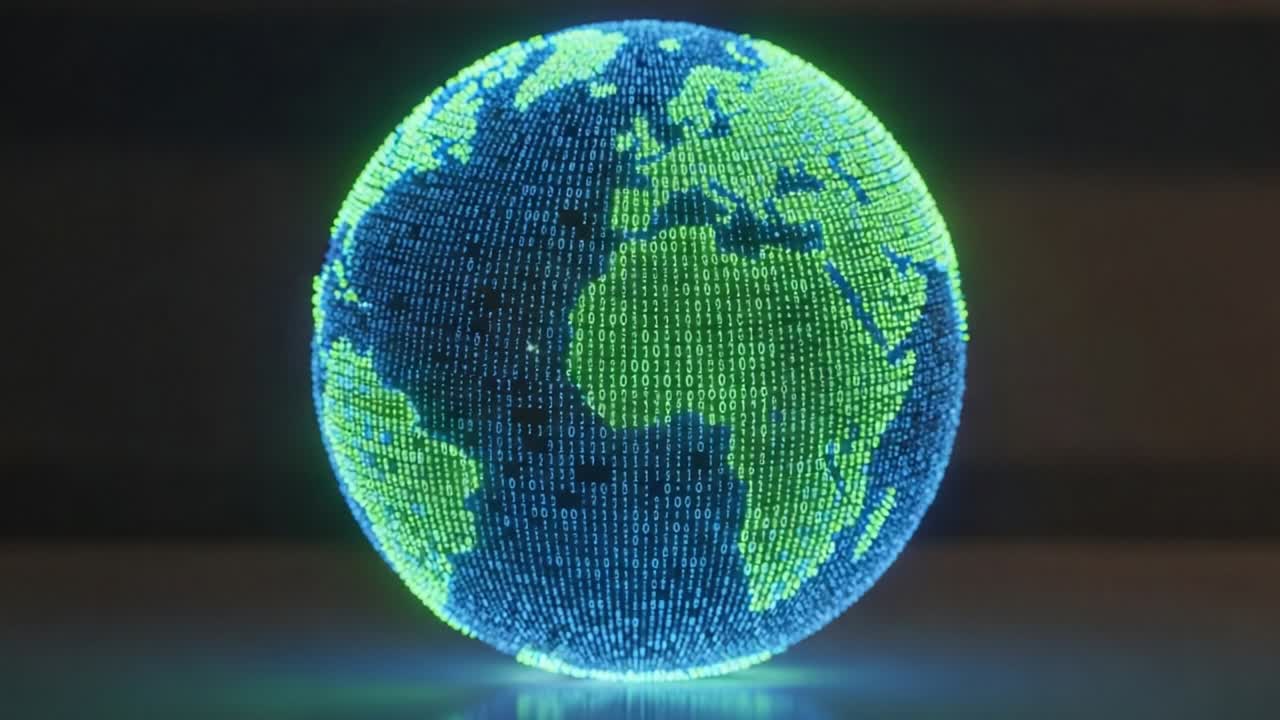 A Captivating Visual Representation of a Digital Earth Constructed from Binary Code: A Journey Through Geographical and Technological Narratives