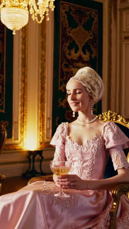 elegant woman in 18th century dress