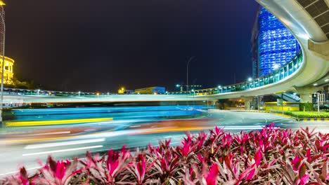 china night light macau taipa traffic circle side traffic panorama 4k time lapse