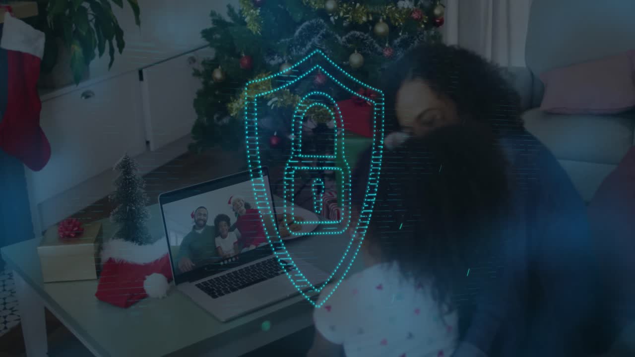 animación de procesamiento de datos en interfaz digital sobre mujeres usando auriculares vr usando computadora