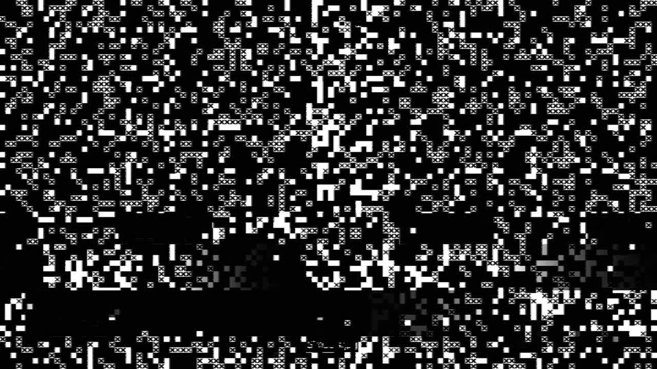 4K Old VHS Glitches and Static Noise on the black loop Animation Background.