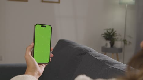 sobre el hombro de la mujer usando pantalla verde teléfono móvil 3