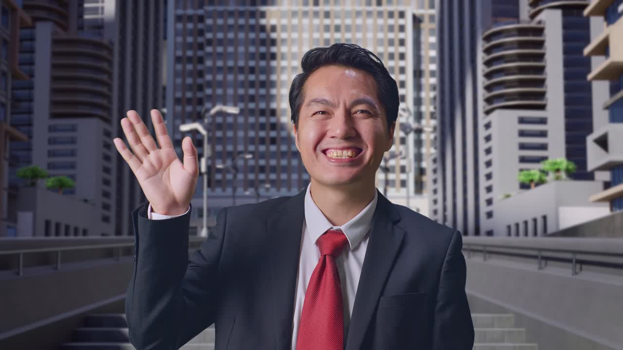 도시 풍경에서 사업가 인사