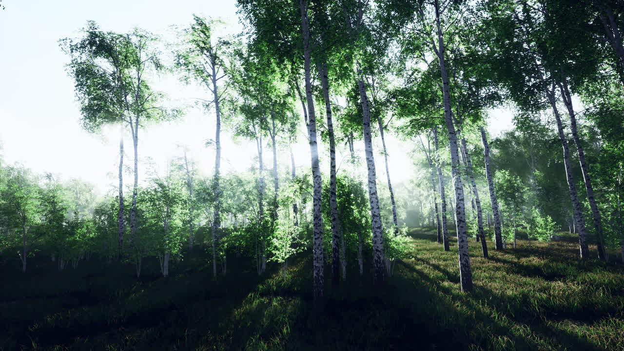 white birch grove in spring