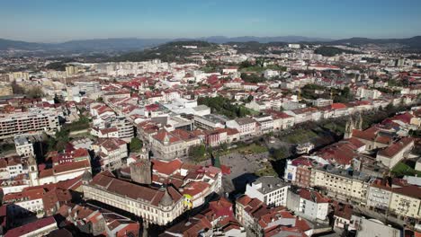 fly above city center of braga portugal 02