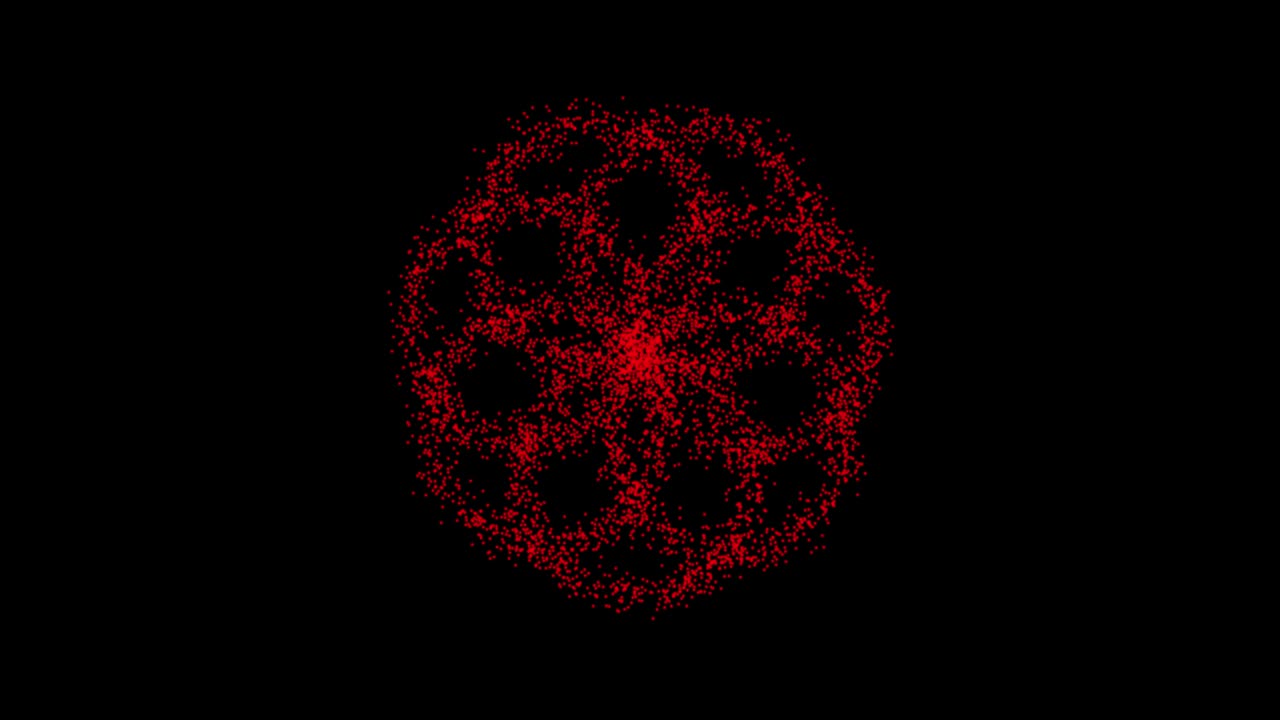 tecnología abstracta círculos rojos de puntos animados, círculos de partículas. modo de mezcla
