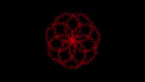 abstract technology red circles from animated dots, circles of particles. blend mode