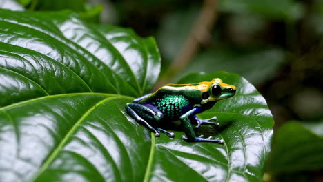 colorful poison dart frog on a leaf