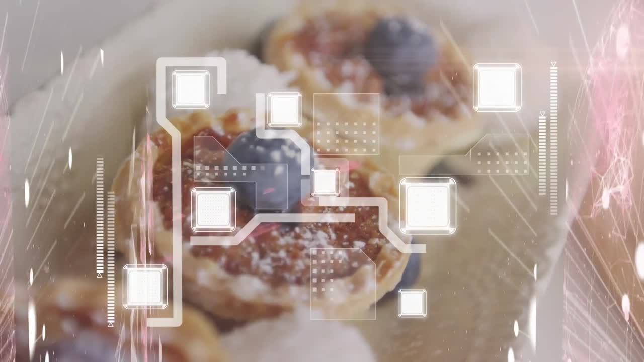 animación de la red de conexiones a través de cupcakes.