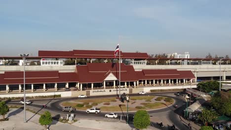 Aerial-of-Khon-Kaen-Train-Station,-Day