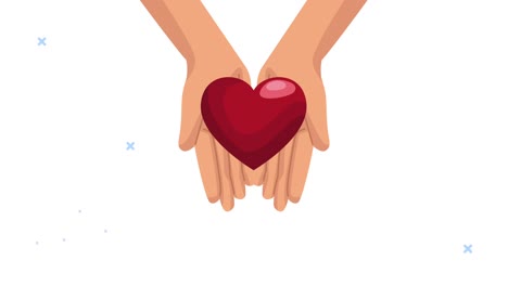 animación del día mundial del corazón con las manos levantando el corazón