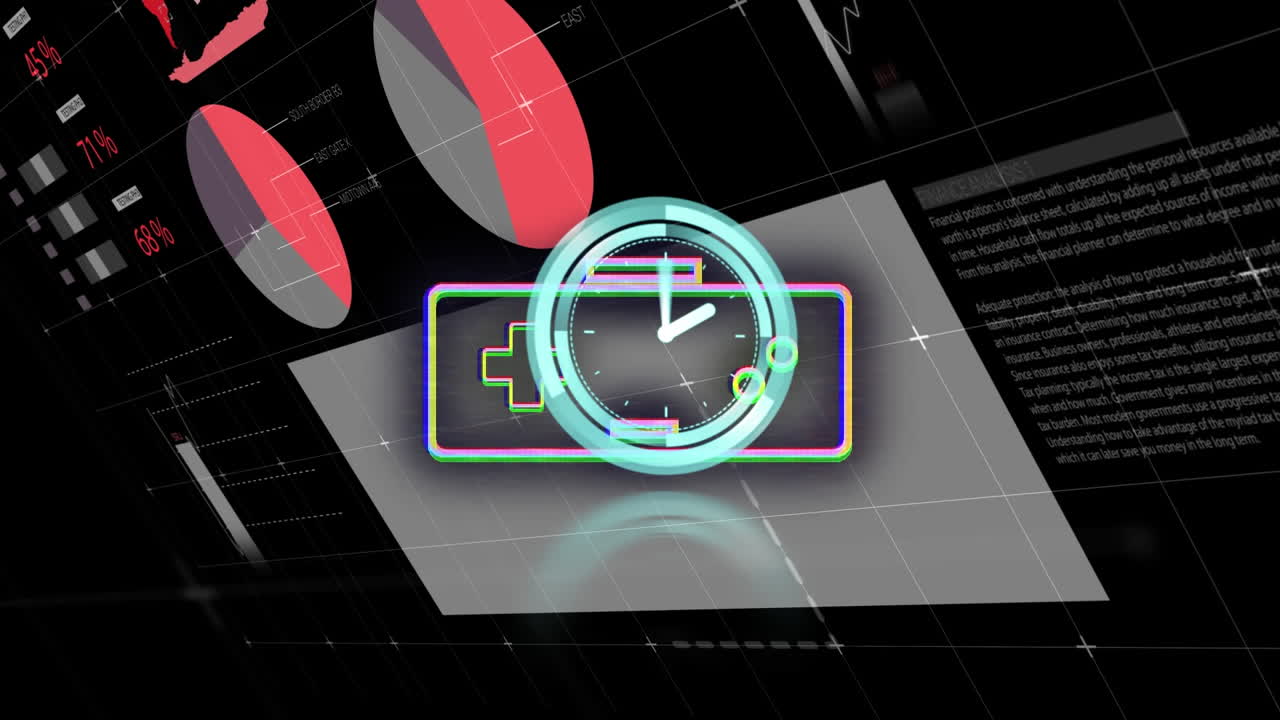 Animation of clock over data processing