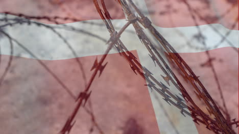 barbed wire against denmark flag