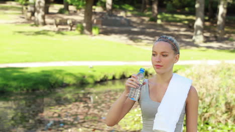 Woman-resting-takes-a-drink