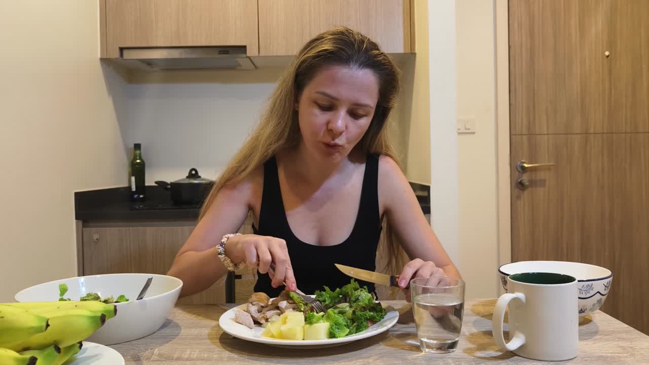 Woman Eating Healthy Meal