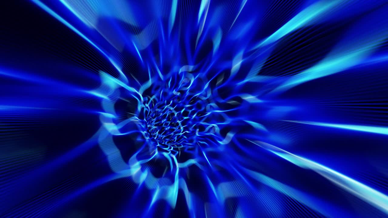 vuelo a través de túnel azul de ciencia ficción abstracto. túnel de energía abstracta en el espacio. túnel en el espacio exterior. tecnológico, vj, dj, datos, red y conexión fondo de movimiento. animación 3d en 4k