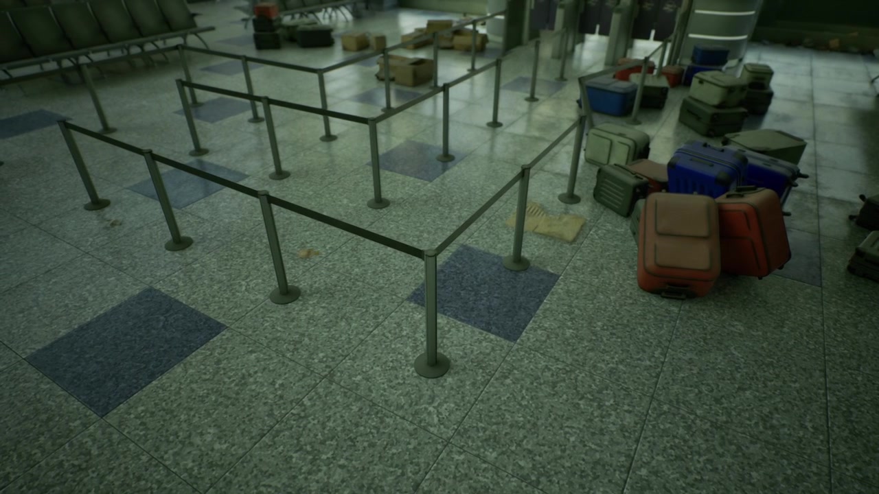 Section of terminal inaccessible due to equipment and barriers present
