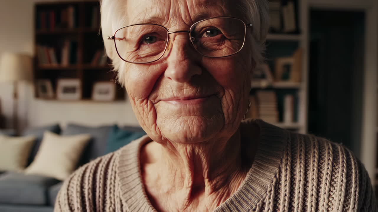 Portrait of a Happy Senior Woman at Home