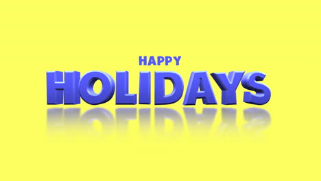 cartoon happy holidays text on yellow gradient