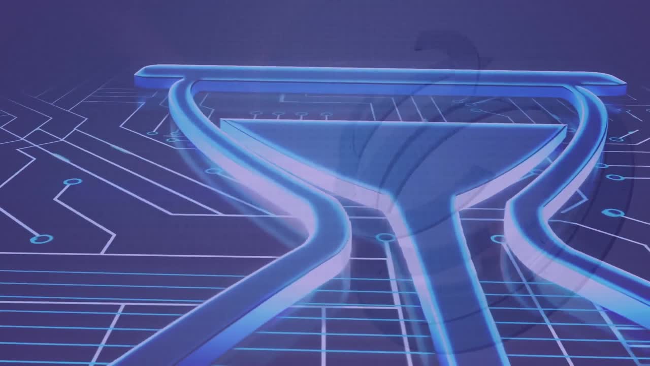 컴퓨터 회로판 위 에 있는 모래시계 의 애니메이션