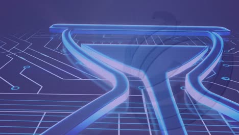 animación de un reloj de arena sobre una placa de circuito de computadora
