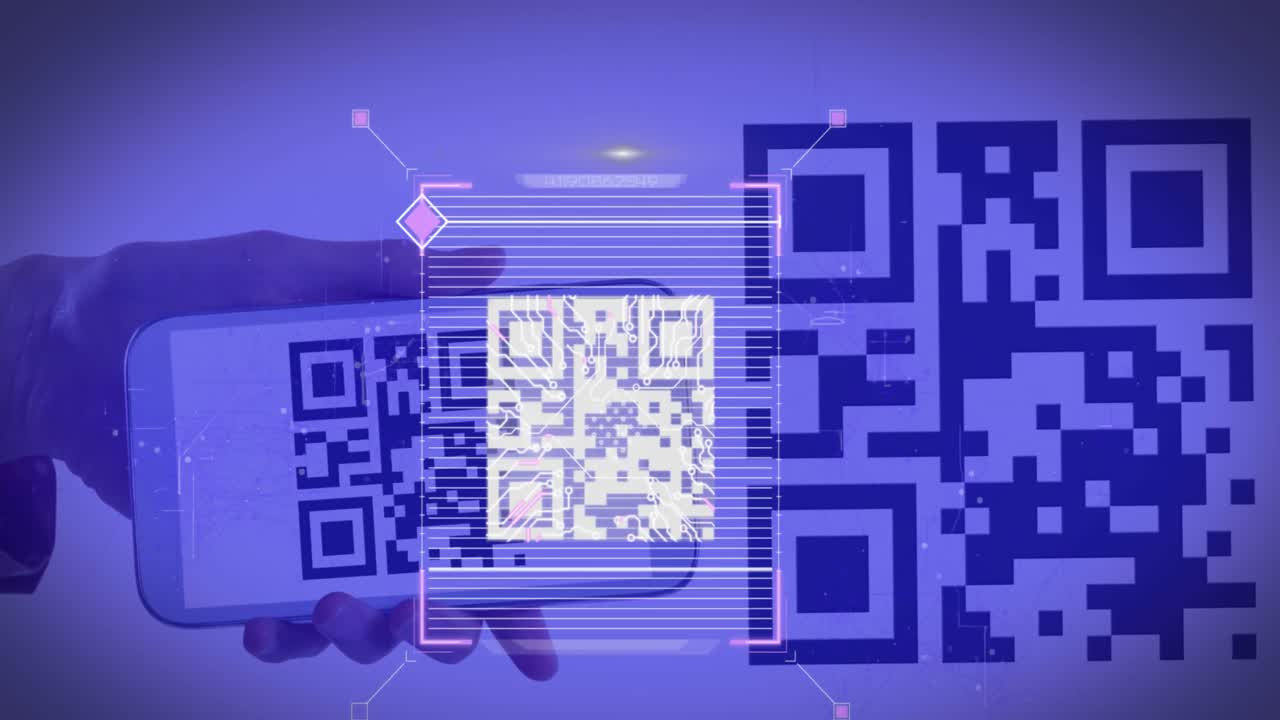 animación del código qr y el escaneo del código qr en el teléfono inteligente