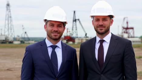 businessmen at an oil rig site