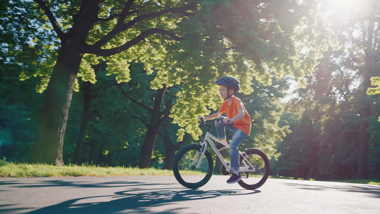 공원에서 자전거를 타는 아이