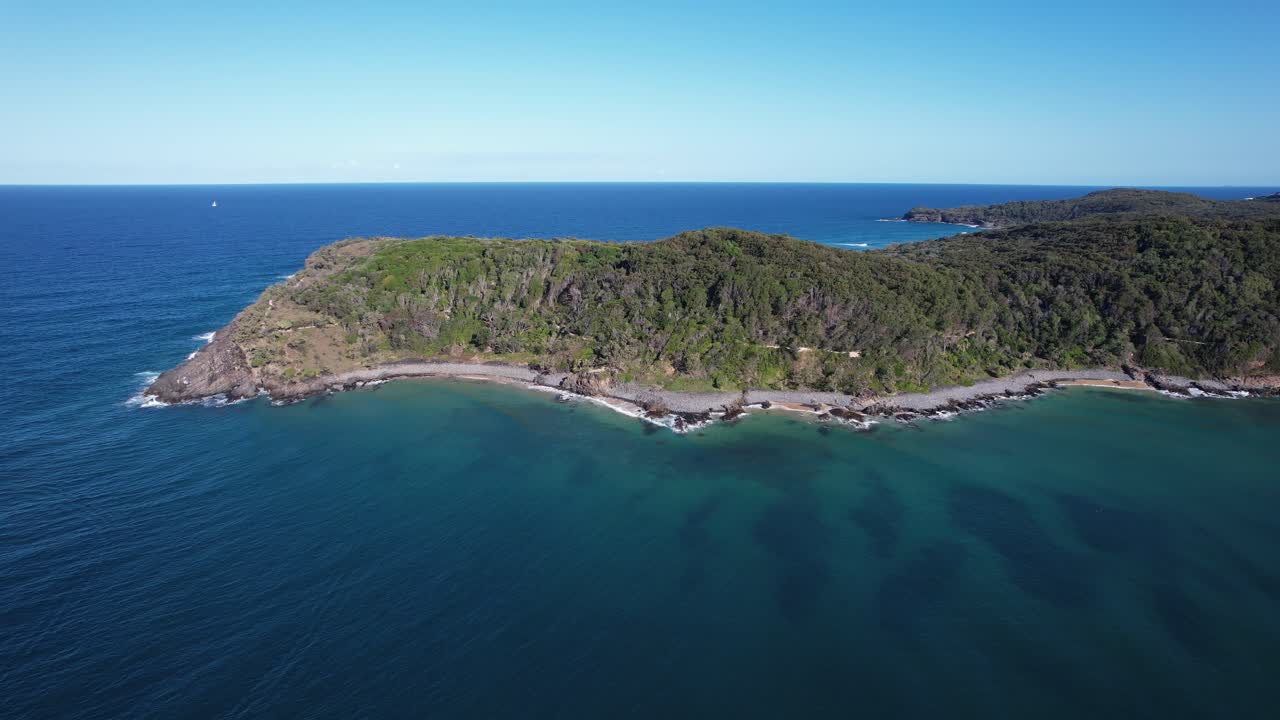 Aerial View of Coastal Island with Lush Vegetation