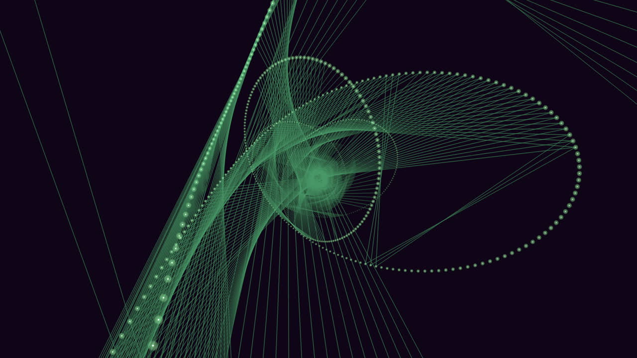 Connected dots and lines in geometric abstract shapes on black gradient