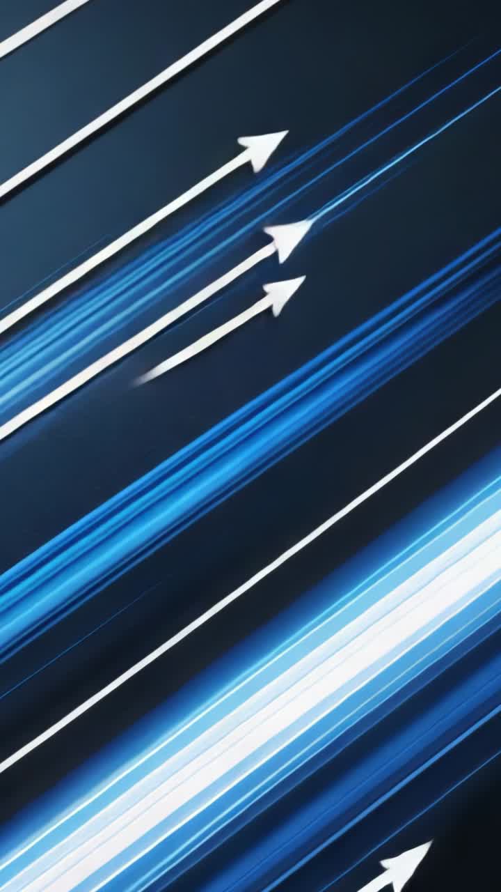 Vertical video: Showing diagonal blue streaks emerging across navy screen, with white, cyan arrows