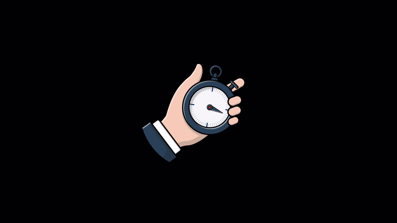 Animated Hand Holding Stopwatch with Moving Needle