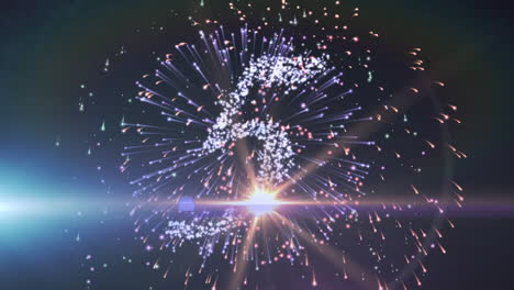 animación de felicitaciones de año nuevo y cuenta atrás y fuegos artificiales
