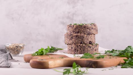 raw veggie burger with black beans