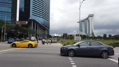 cityscape view of marina bay sands and office buildings in singapore