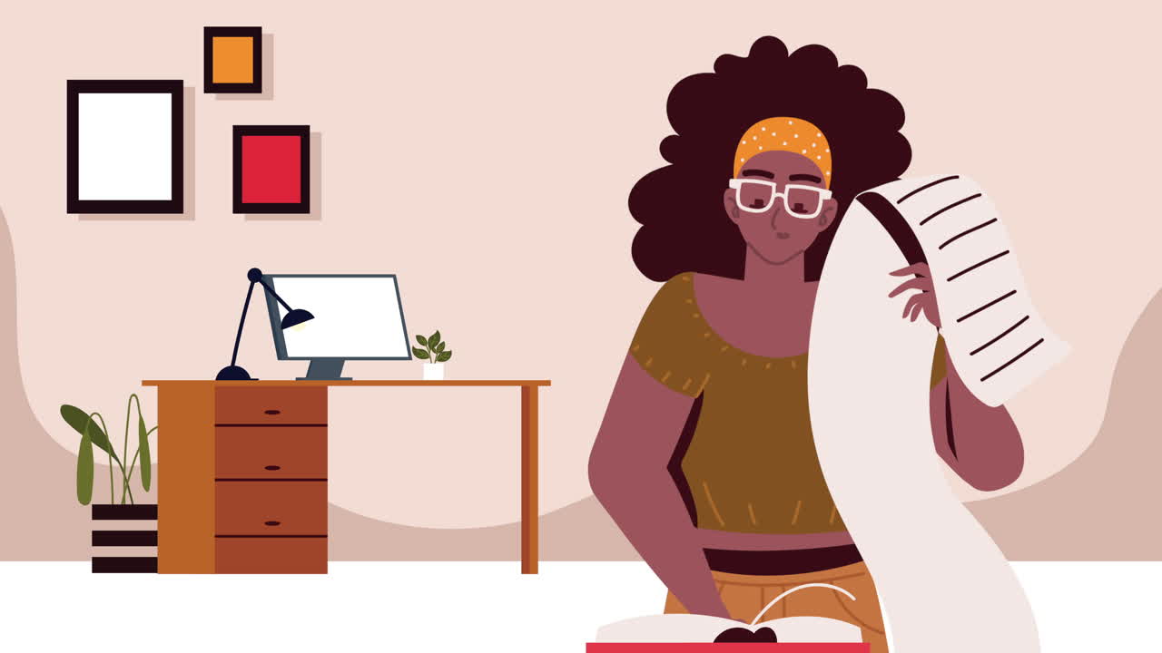 Donna che legge documenti nell'home office