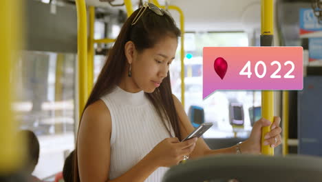 woman texting on the bus 4k