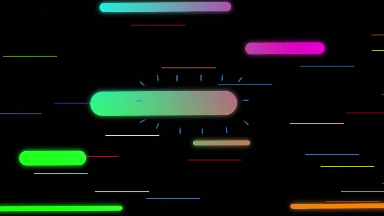 Animation of diverse shapes moving on black background