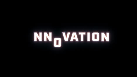 4k text reveal of the word "innovation" on a black background