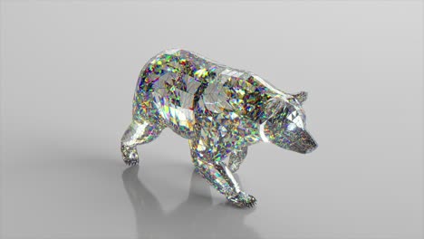 el oso de diamante está caminando. el concepto de la naturaleza y los animales. bajo poli. color blanco. animación 3d de bucle sin costuras