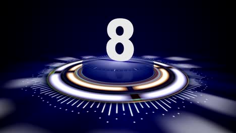 número 8, los diez primeros números de animación con el canal alfa, renderización, fondo, bucle