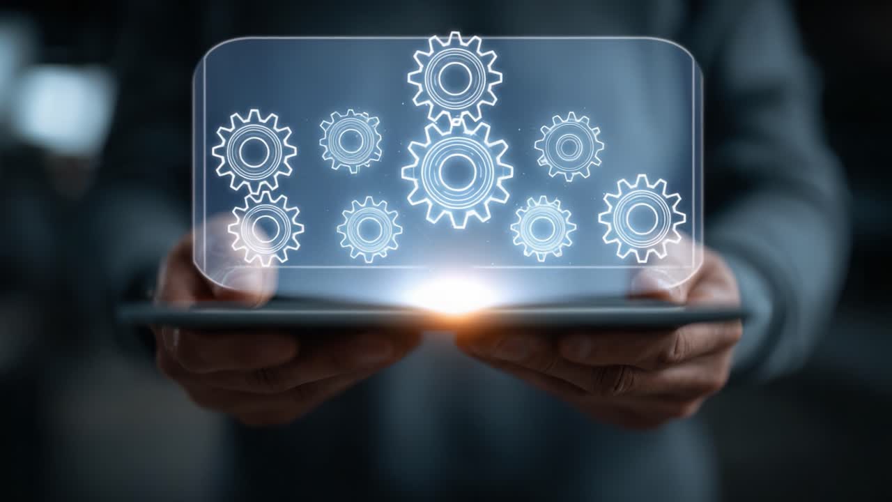Exploring the Dynamics of Digital Interactions: A Visual Representation of Gears and Technology Through a Tablet Interface