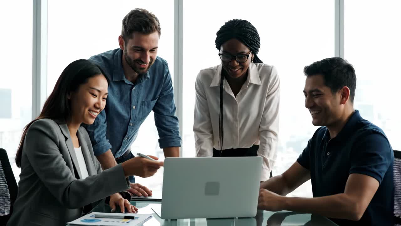 Diverse Team Collaborating in Office Meeting