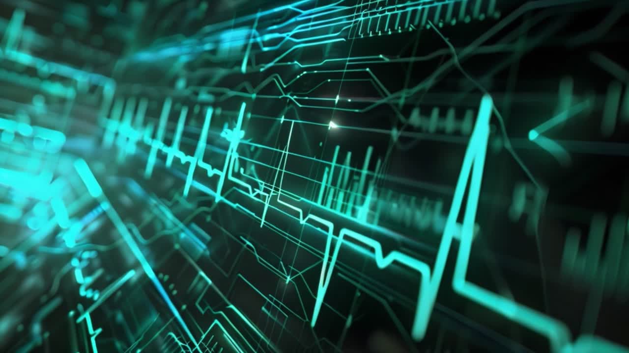 Abstract Digital Circuitry with Glowing Lines